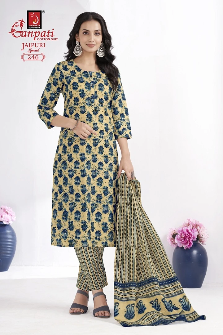 Ganpati Jaipuri Special Vol 10 Pure Cotton Wholesale Readymade Salwar Suit Catalog — Wholesale Salwar Suits, Ganpati wholesale from Surat — view 6